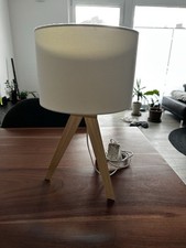 Tischlampe Modern In Holz/Beige E27 Lampenfassung Lampe