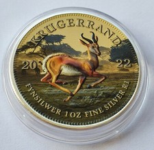 1 UNZE 999 SILBER - AFRIKA KRÜGERRAND / SPRINGBOCK - SILBERMÜNZE -SILBERBARREN 
