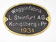 Original Waggonschild - L. Steinfurt A. G. Königsberg von 1934