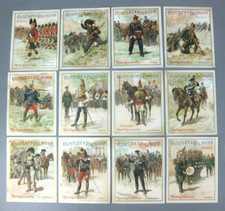 12 x Huntley & Palmers Reading London Biscuits Militär Trade Card alt antik 1878