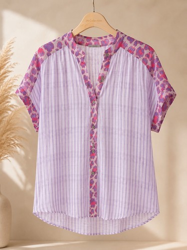 Curvy kurzarm bluse lila - kurzarm,