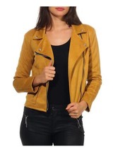 Damen velours bikerjacke mit - damen,