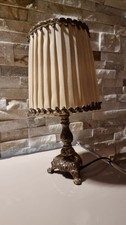 Antike Tischlampe Stehlampe Messing mit originalalten Schirm Höhe ca.31 cm