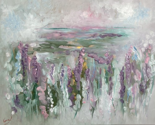 ölbild gemälde blumenwiese - gemälde,