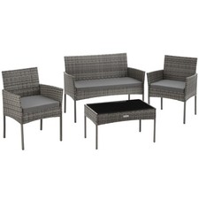 Rattan Gartenset Palese für 4 Personen Sitzgruppe Gartenlounge grau B-Ware
