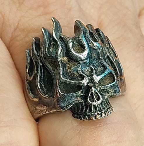 Vintage flame skull biker - flame,