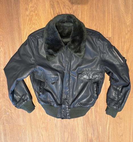 Fliegerjacke leder gefüttert - leder,
