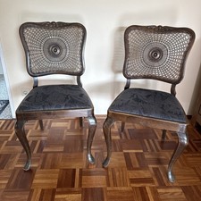 2 Vintage Stühle Wiener Geflecht Medaillon-Rücken ca. 1950–70 Gute Zustand RAR