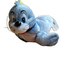 blaue Robbe zum Aufhängen, Stofftier, Stelly Langenhagen 17x10x12cm