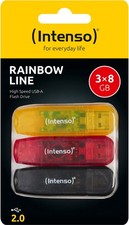 Intenso USB Stick 8GB Speicherstick Rainbow Line gelb, rot, schwarz 3er Pack