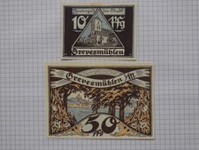 Grevesmühlen, Reutergeld, 2 Scheine von 1922 !
