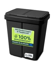 Mülleimer Müllbehälter Duo BIN schwarz Kunststoff 2 fach Mülltrenner, 2 Ersatzfe