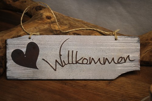 Holztafel mit herz und - mit,