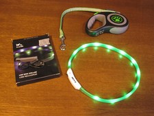 Haustierbedarf: HUND - Halsband leuchtend und flexible HundeLeine