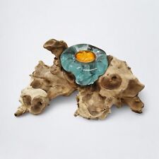 Glas auf Wurzelholz Teelichthalter Kerzenständer Unikat Natur Dekoration Licht