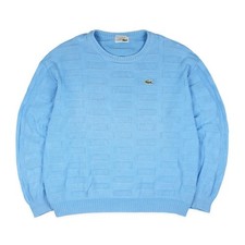 Lacoste Vintage Strickpullover Sweatshirt Muster Retro Beliebt Hellblau