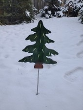Tannenbaum aus Holz, klein, wetterfester Gartenstecker
