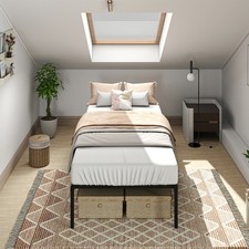 Bettgestell leicht aufzubauen Einzelbett geräuscharm Metallbett 90x200cm