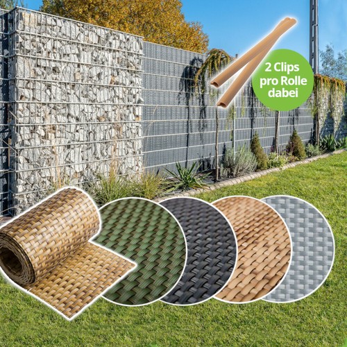 Sichtschutzstreifen rattan 19x - sichtschutzstreifen,