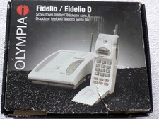 Altes schnurloses Telefon Olympia Fidelio D, Basis und Hörer, Vintage Netzteil -