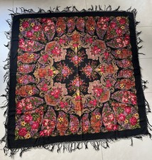 Traditioneller Pavlovo Posad Schal - Wolle- 143 x 143 -  Original aus Russland