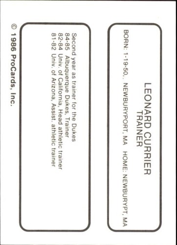 B4986 1986 procards minor - b4986-,