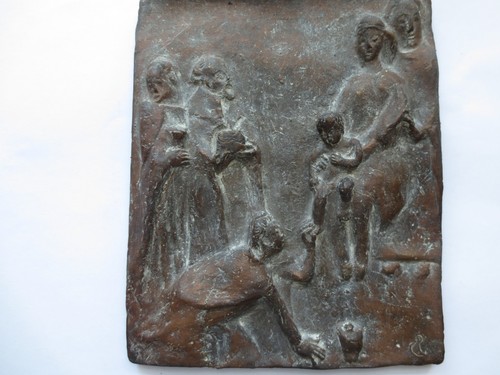 Vintage bronze relief heilige - vintage,