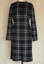 langes Wollkleid Damen BONITA kariert Winterkleid  XL schwarz-grau kariert