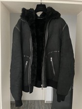 Dolce Gabbana Lederjacke Hooded Shearling Lammfell Leather Jacket 52/XL Schwarz