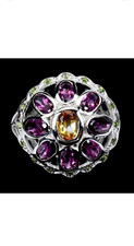 925 Sterling Silber Ring Oval Citrin Chromdiopsid Rhodolith Edelstein Schmuck