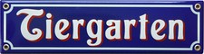 Tiergarten - Emailleschild