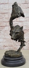 Abstrakter Wolfskopf Bronze Metall Wolf Büste Skulptur Statue Wohnkultur