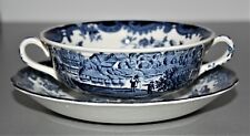 The Royal Worcester Group Avon Scenes Palissy blau Suppentasse u. Untere