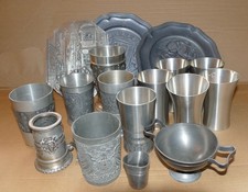 Zinn Konvolut, Teller, Becher