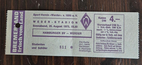 Ticket bundesliga 73 - bundesliga, 25.08.73