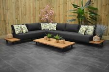 Garten Lounge mit Ecksofa, Aluminium Schwarz mit teakholz, Melissia, SOMMERAN...