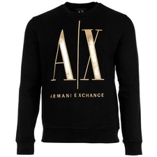A|X ARMANI EXCHANGE Herren Sweatshirt - Pullover, Rundhals, Logo Schwarz/Gold...
