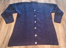 Herren Langarm Freizeit Pullover Jacke Strickjacke selbstgestrickt blau Gr. M L