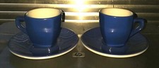 2 x Alfredo Espresso-Tassen mit Unterteller blau