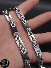 Halskette Plattenkette Edelstahl Schwarz Silber Massiv 10 mm Rasierklingen NEU