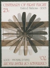 UNO New York 2003 Brüder Wright Motorflug Propeller 923/24 Kehrdruck postfrisch