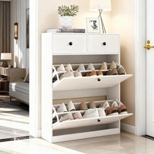 Schuhschrank Schmal Schuhkipper mit 2 Flip-Schubladen 2 Schublade Schuhregal