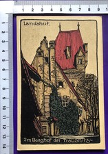 Bayern Fablitho Steindruck Landshut  IM BURGHOF DER TRAUSNITZ sig. R.T.