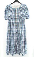 Ullmann Landhausmode Damen Dirndl Kleid Gr. 42 Blau Kariert Baumwolle #EI-22