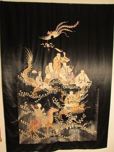 Wandbehang china seide schwarz - seide,