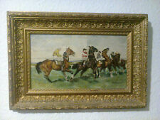 Öl Gemälde Pferde am Start