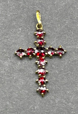 Anhänger Kreuz Granat 27 x 18 mm Trachtenschmuck