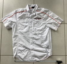 Herren Harley Davidson Kurzarm Hemd weiß/ orange Gr. L. -Lightweight - Polyester