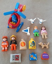 Playmobil 123 Konvolut Hubschrauber, Pilot, Hund, Tauben, Feuerwehrmann, Kind