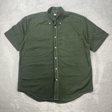 Tommy Hilfiger Herren Hemd G.L grün Button up Shirt Dyed regular Vintage kurzarm